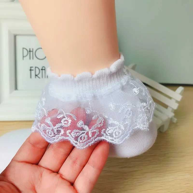 Spring Summer Breathable Cotton Lace Ruffle Princess Cute Thin Mesh Socks Children Ankle Short Sock Solid White Baby Girls Kids CL240824