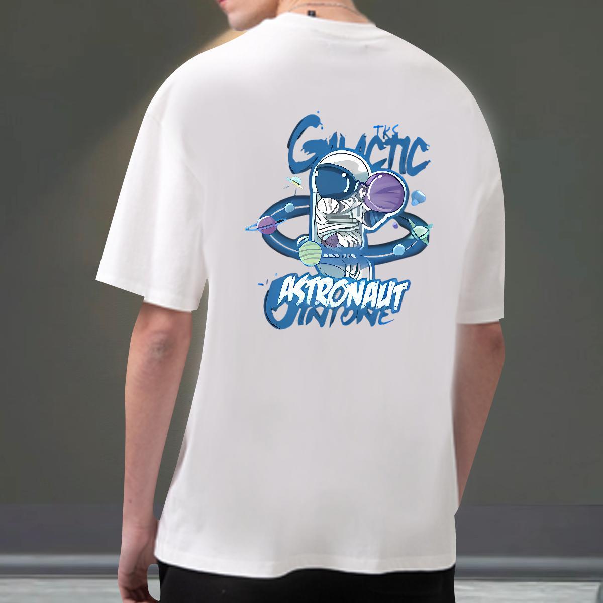 Classic T-Shirts 230g Cotton spaceman Daily Wear Floral Print Breathable Soft Tshirt for Man Woman Classic Casual Polos