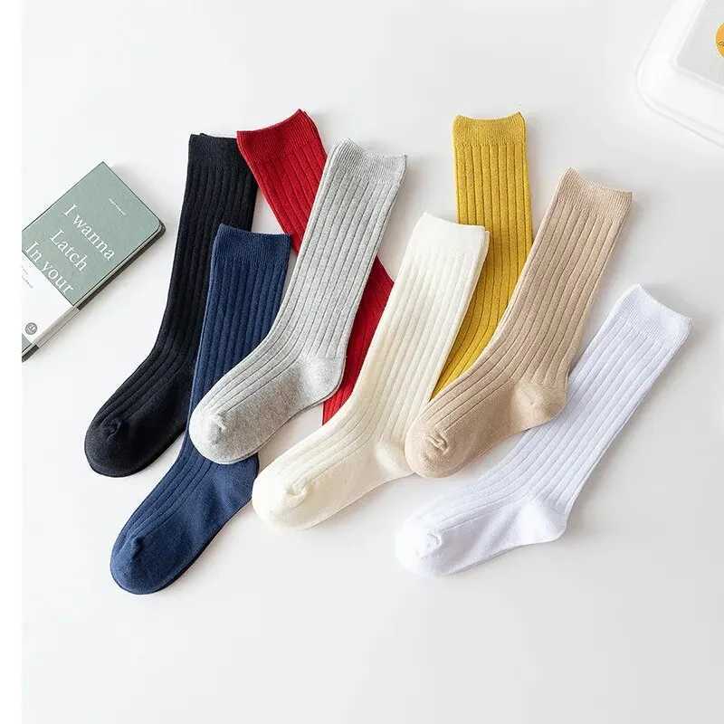 3Pairs/Lot Baby Knee High Socks Kids Girls Boys Soft Cotton Long Sock Cute Spanish Stripe Solid Children Socken For 0-8Years CL240824