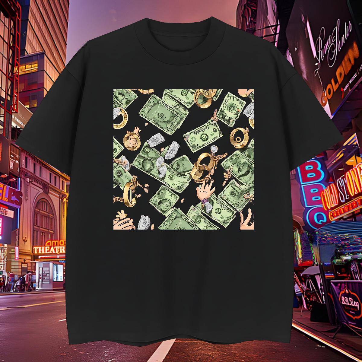 Cool T-Shirts 230g 100% Cotton dollar Daily Wear Customized Print Short Sleeve O-Neck Tshirts 2024 Tops Tees
