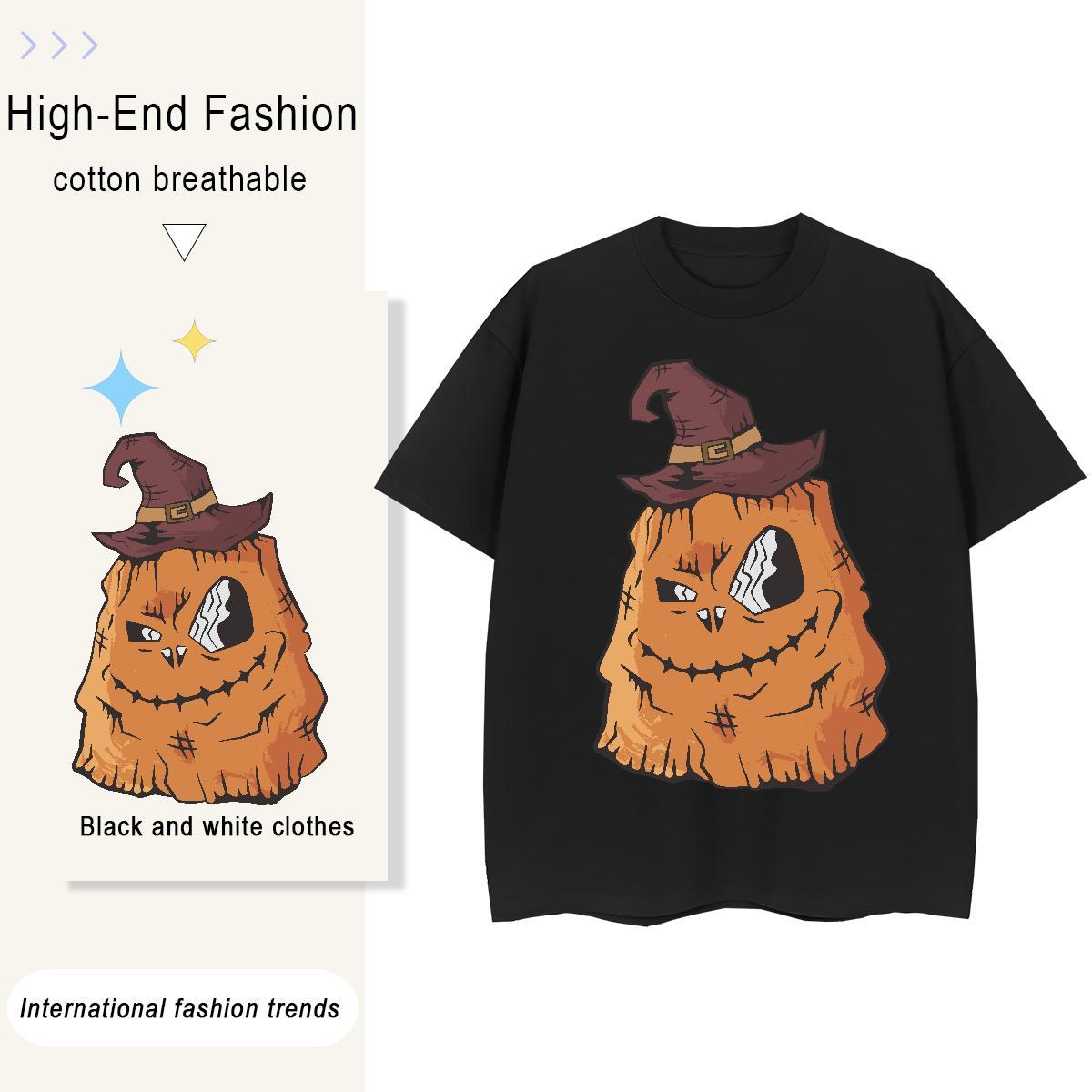 New Arrival Men Tees Halloween Outdoor 230g Pure Cotton Tops Shirt Breathable Short Sleeve Comfortable T-Shirts Custom Big Size