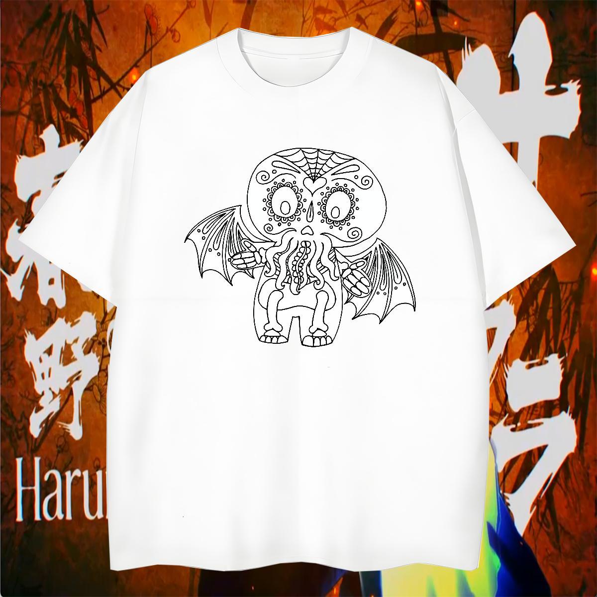 Popular T Shirts Men 230g Pure Cotton skull Casual Daily Wear DIY Anime Breathable Short Sleeve Tshirts 2024 Top Tees
