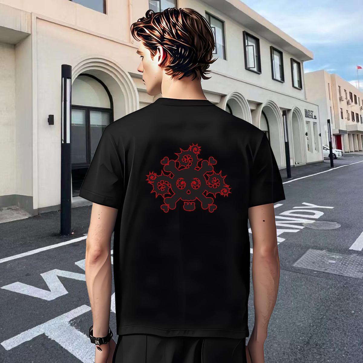 Loose T-Shirts 230g Cotton skull Summer Casual Custom Print Plus Size Breathable Soft Tshirts Factory Direct Wear