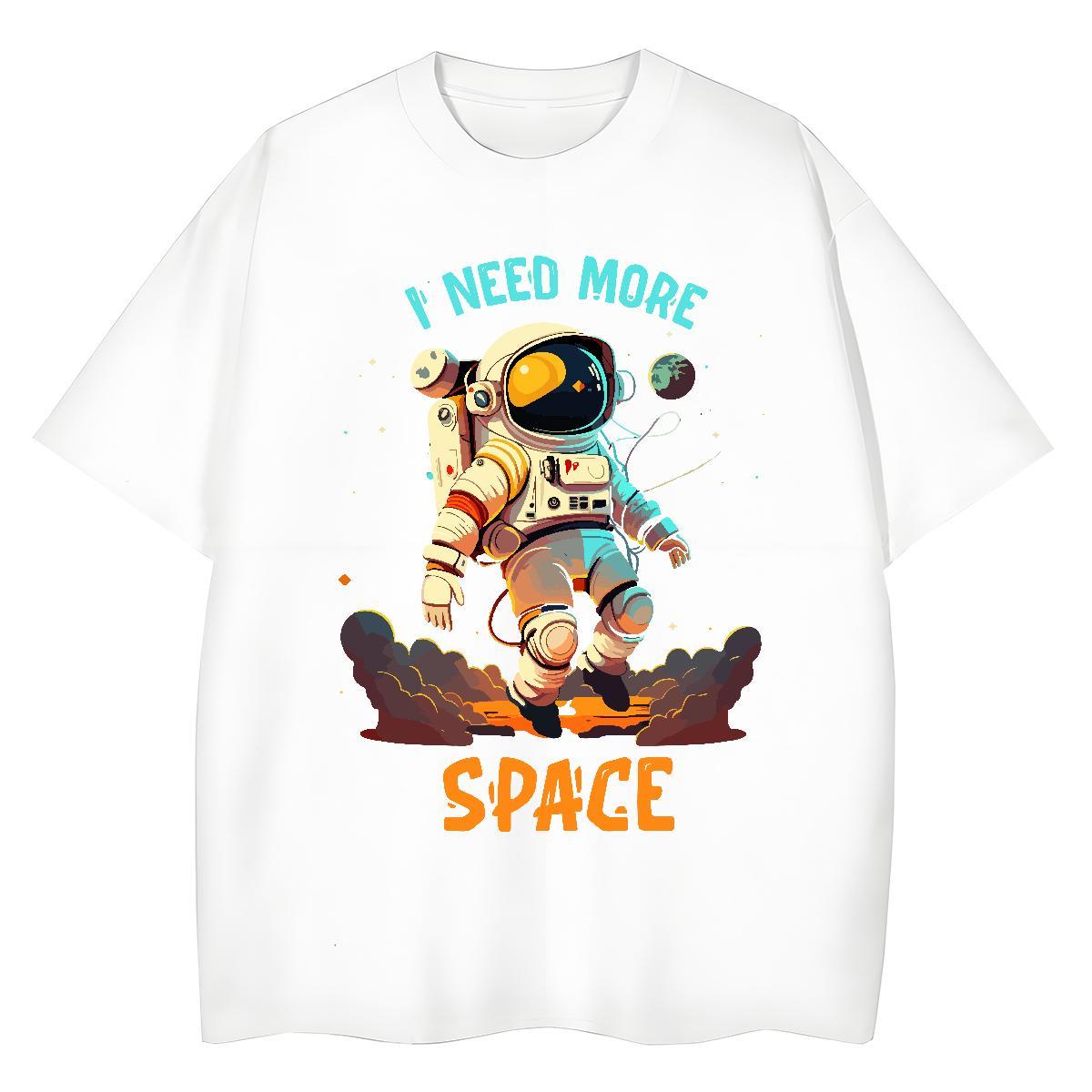 Female Women Tshirts 230g Cotton universe Sports Street Wear T-Shirts Breathable Crew Neck Oversized Tops Tees