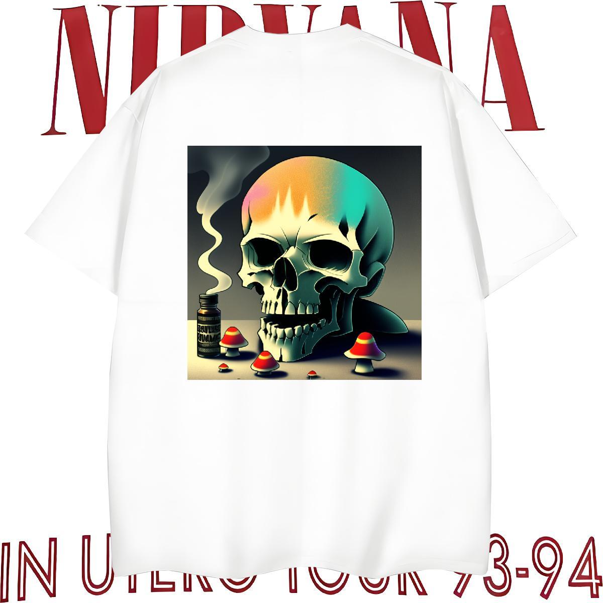 Loose Fit T Shirts Men 230g Pure Cotton skull Street wear Hip Hop Custom Big Size O Neck Short Sleeves Tshirt for Man Woman Wholesale Clothings