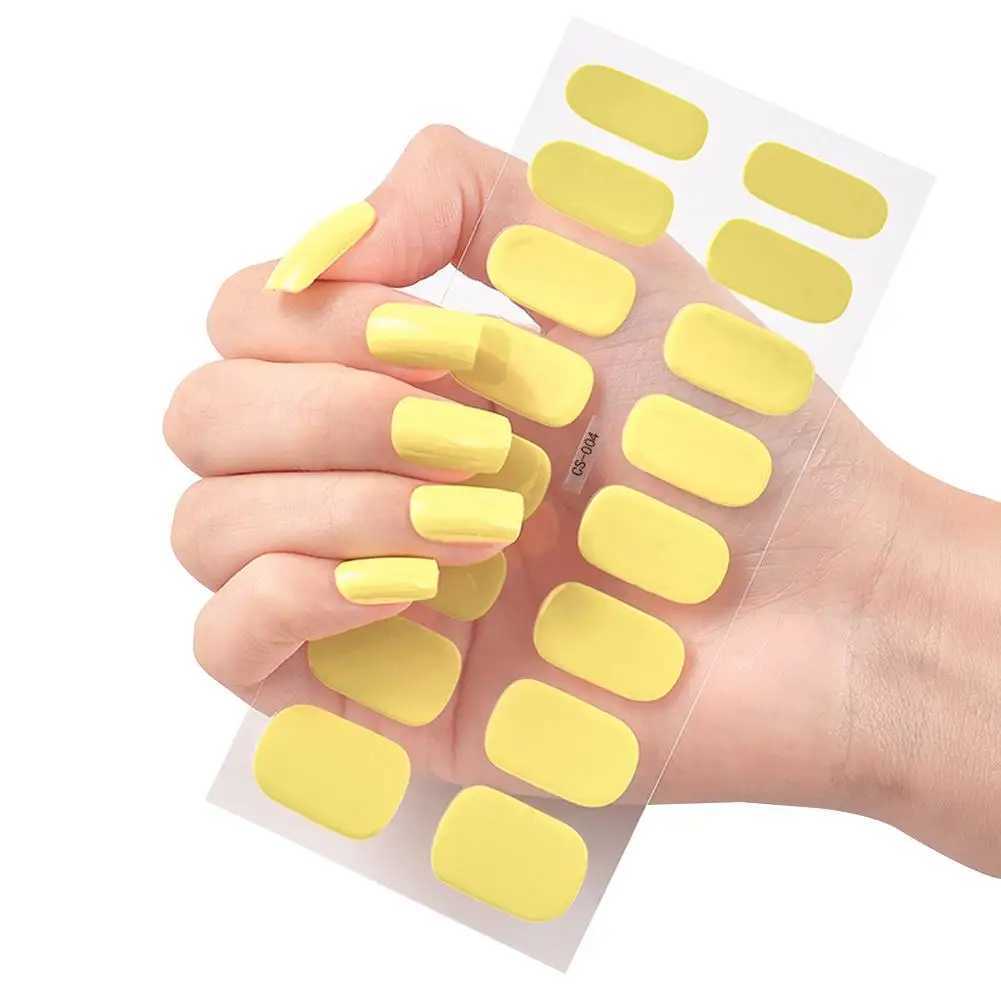 Semi cured gel nail sticker solid UV LED light self waterproof cover adhesive handle nail decal long-acting N8U7 W240823