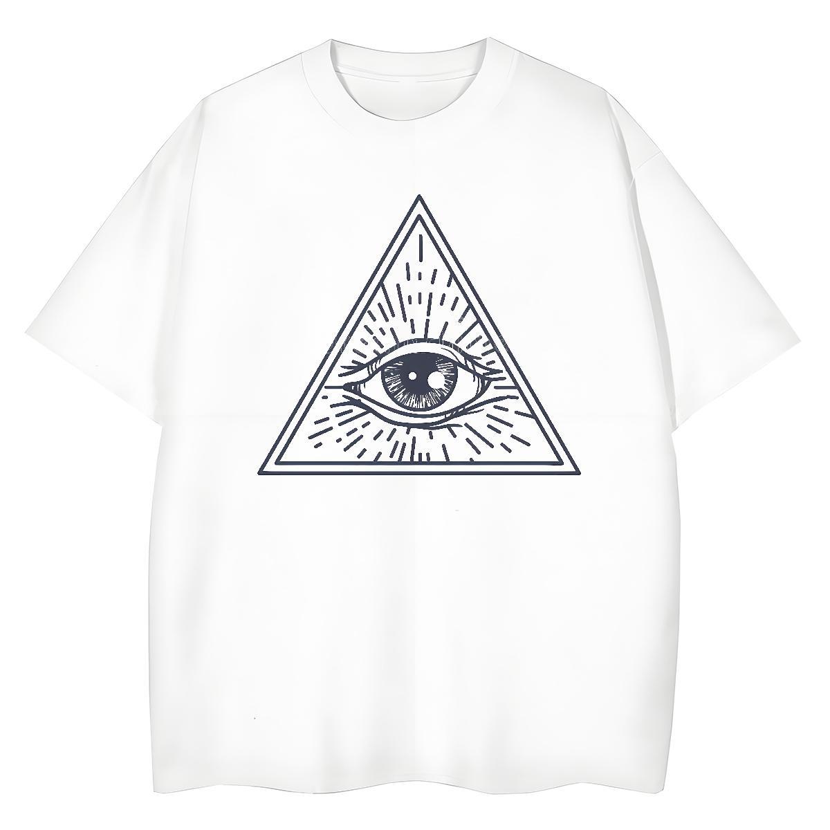 TOP Quality Man T Shirts 230g Cotton eye of the devil Casual DIY Round Neck Short Sleeve Men Tees Brand Top Tees