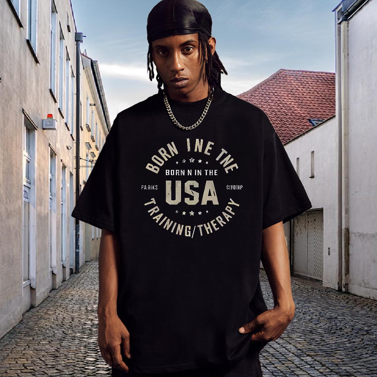 Cool Mens T Shirts 230g 100% Cotton letter Sports Casual Cartoon Printing L-4XL Round Neck Short Sleeve Men Tees Brand Wear