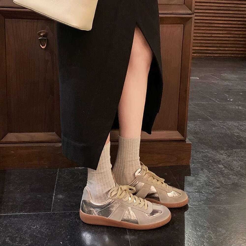 Cowhide Version Retro German Training Shoes Women Spring And Summer New All-Matching Sier Flat Sports Leisure Forrest Gump S