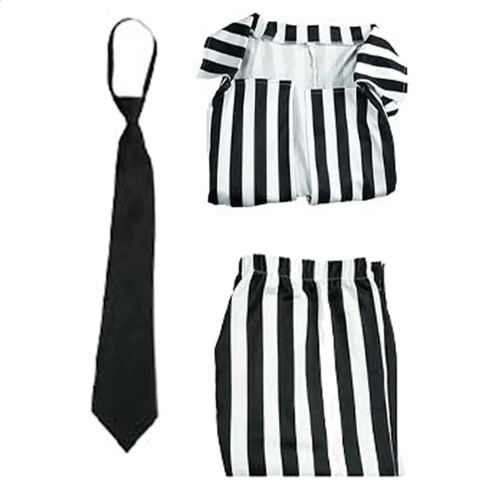 Wholesale Halloween horror Scray roleplaying set with black and white vertical stripes stage costumes adult womens fantasy 240823