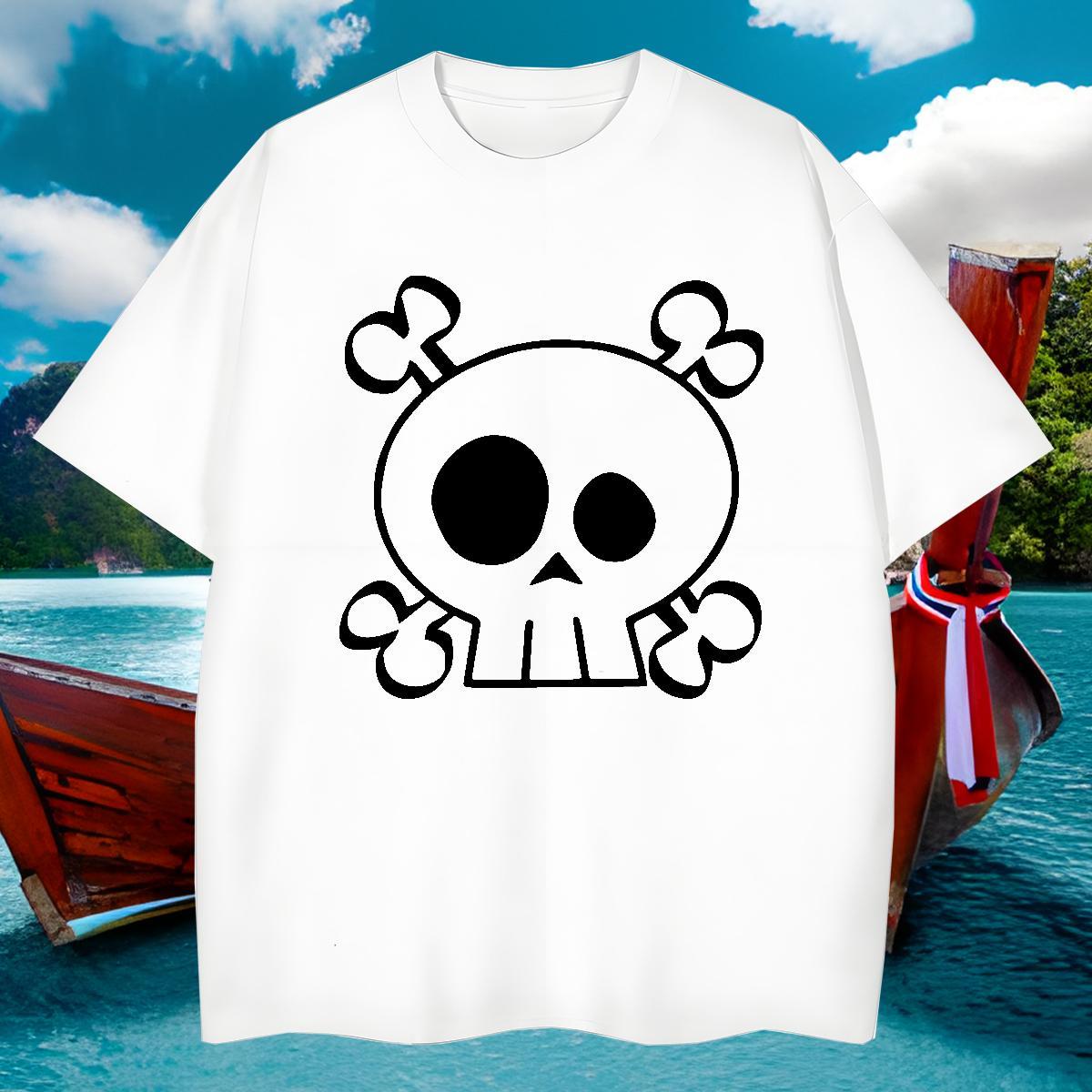 Popular T Shirts Men 230g Cotton skull Outdoor DIY Printed Breathable Men Tees Fashion Design Tops