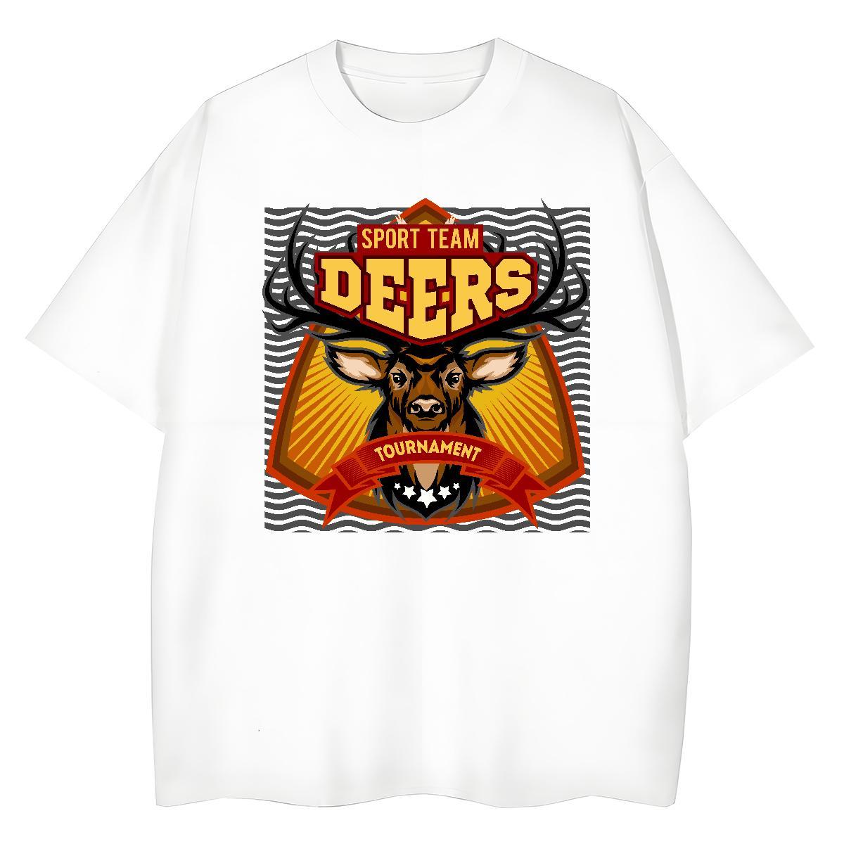 Customized Couples T Shirts deer Daily Outfit 230g Pure Cotton Wear Breathable Soft High Quality T-Shirts Custom Anime