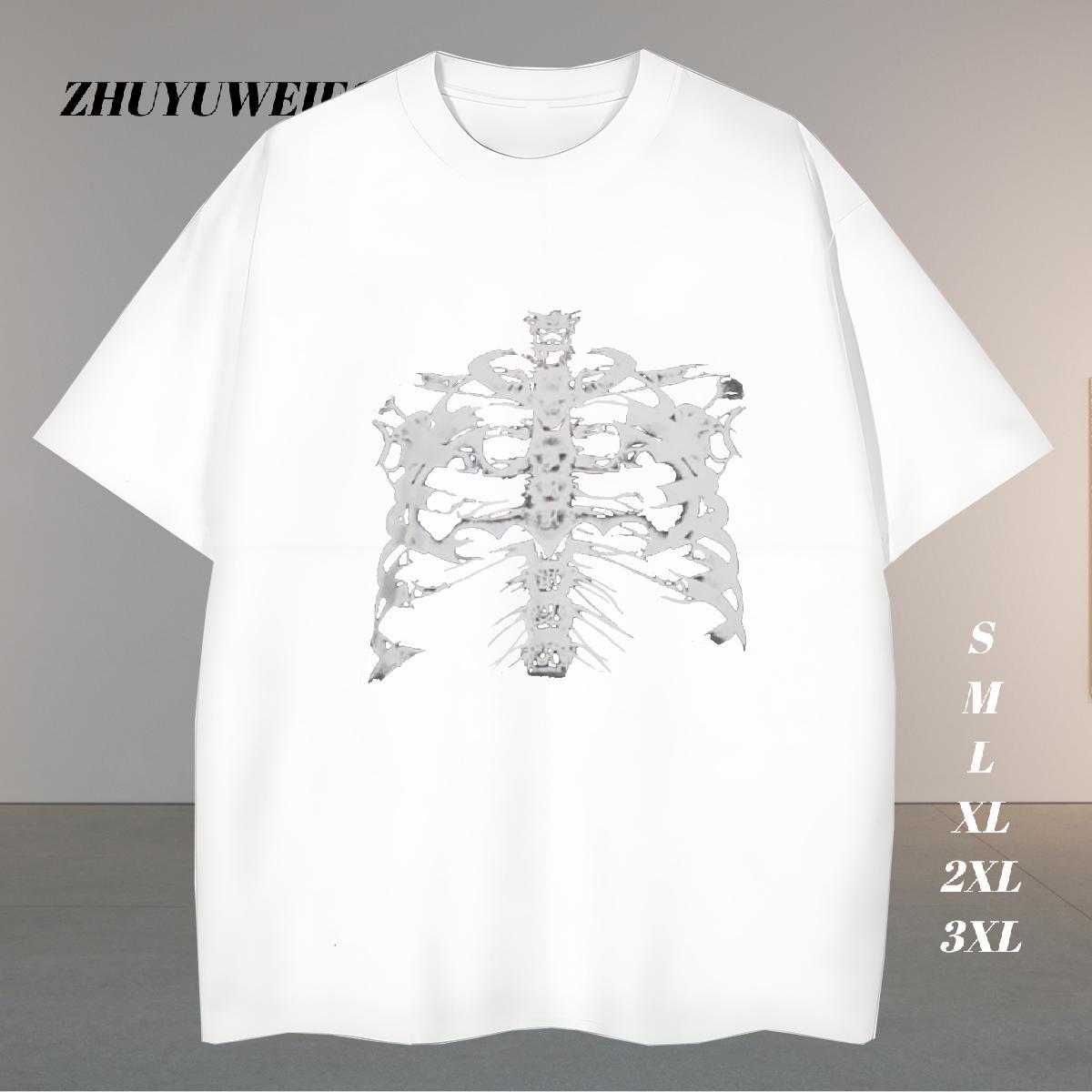 Soft Men T Shirts 230g 100% Cotton skull Casual Daily Wear White Plus Size Breathable Short Sleeve Men Clothes T-Shirt Factory Direct Tee Shirt