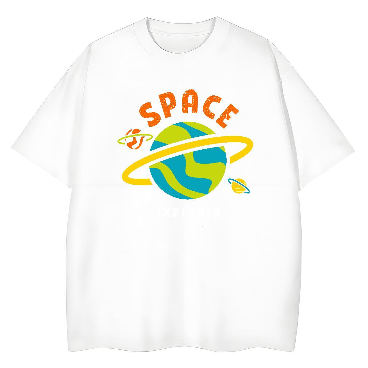 Loose fit Couples T Shirts 230g 100% Cotton outer space Casual Daily Wear Women T Shirts Breathable Short Sleeve Custom Printed Clothes Shirt
