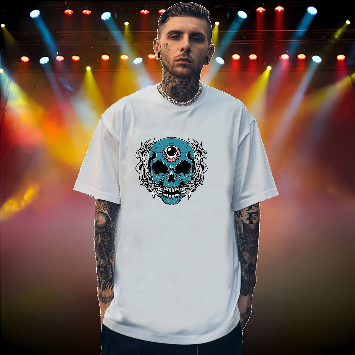 TOP Quality T Shirts Men 100% Cotton 230g skull Summer Casual Plus Size Custom Short Sleeve Soft Tshirt for Man Woman 2024 Summer Tops Shirt