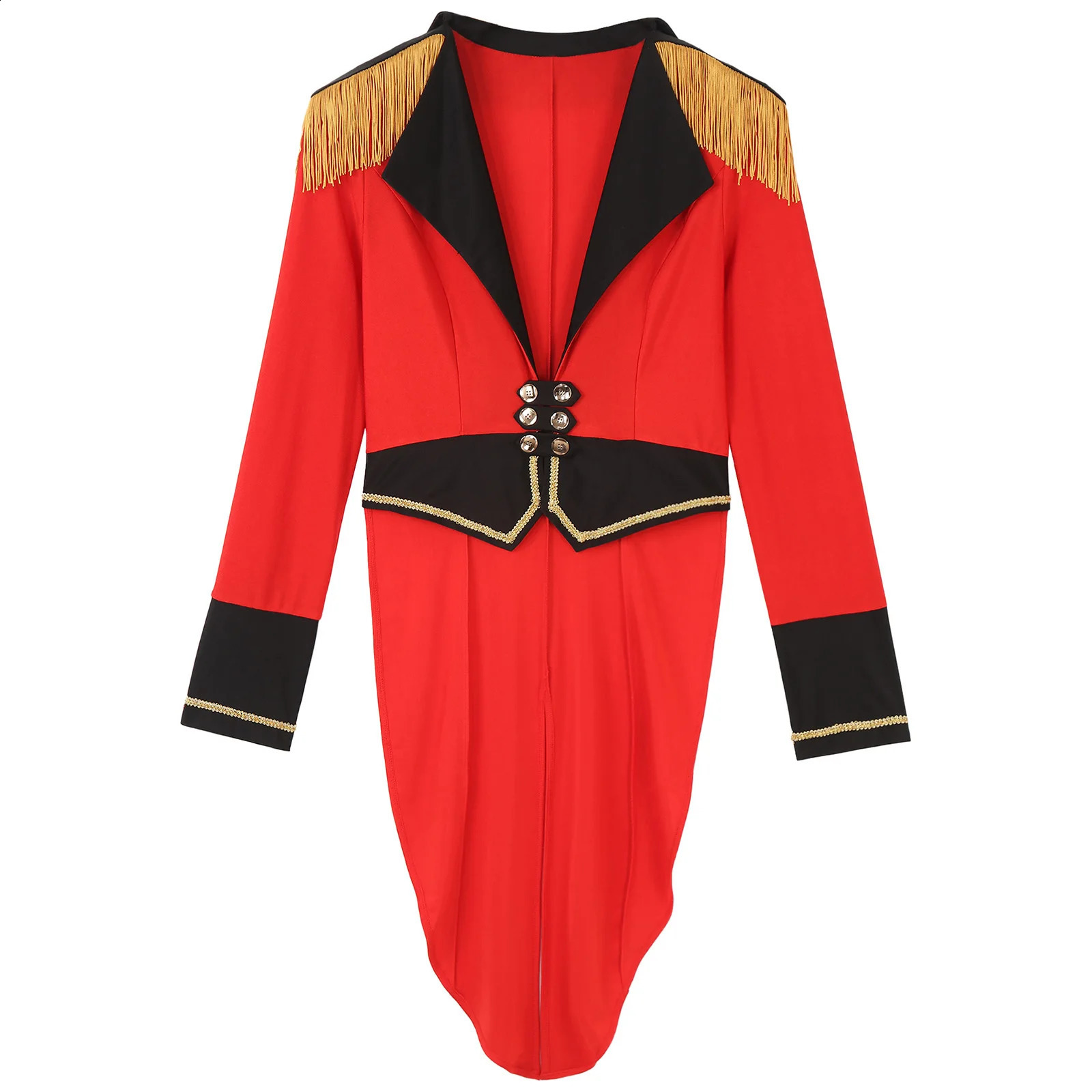 Womens Circus Ring Set Long Sleeve Deep Vneck Tail Coat Halloween Carnival Theme Party Role Playing Performance w240824