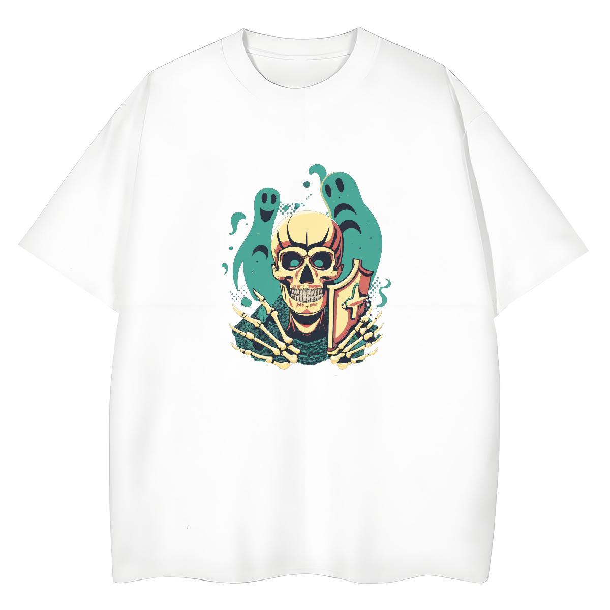 Unisex Mens T Shirts 230g Pure Cotton skull Street wear Hip Hop Anime Short Sleeve Soft Men Tees New Arrival Polos