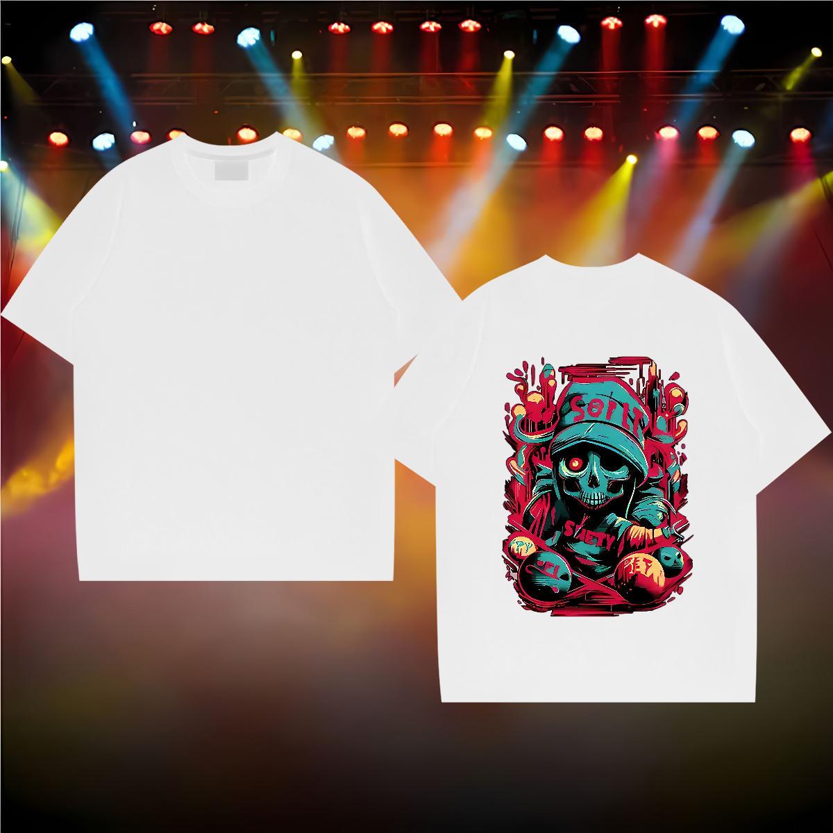 Comfortable T Shirt For Man 230g Pure Cotton skull Sports Casual DIY Printed Breathable Soft Mens Tshirts Classic Tees