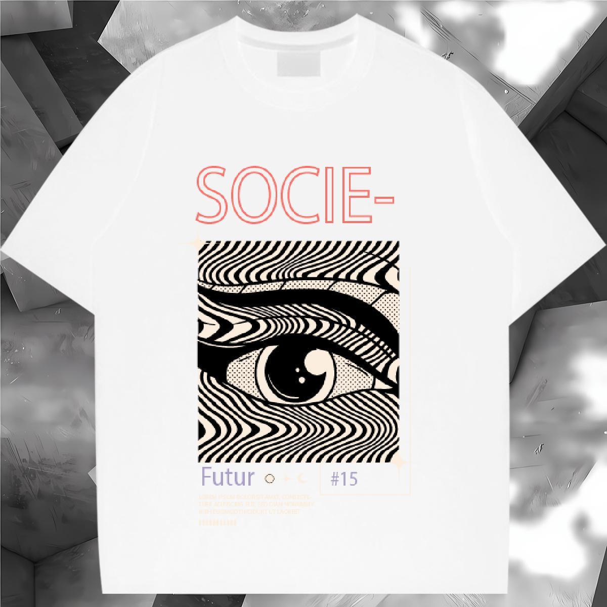 Unisex Tshirt for Man Woman 230g Pure Cotton eyes Summer Casual T-Shirts for Women Short sleeve Soft DIY Anime Printed Tops Tees