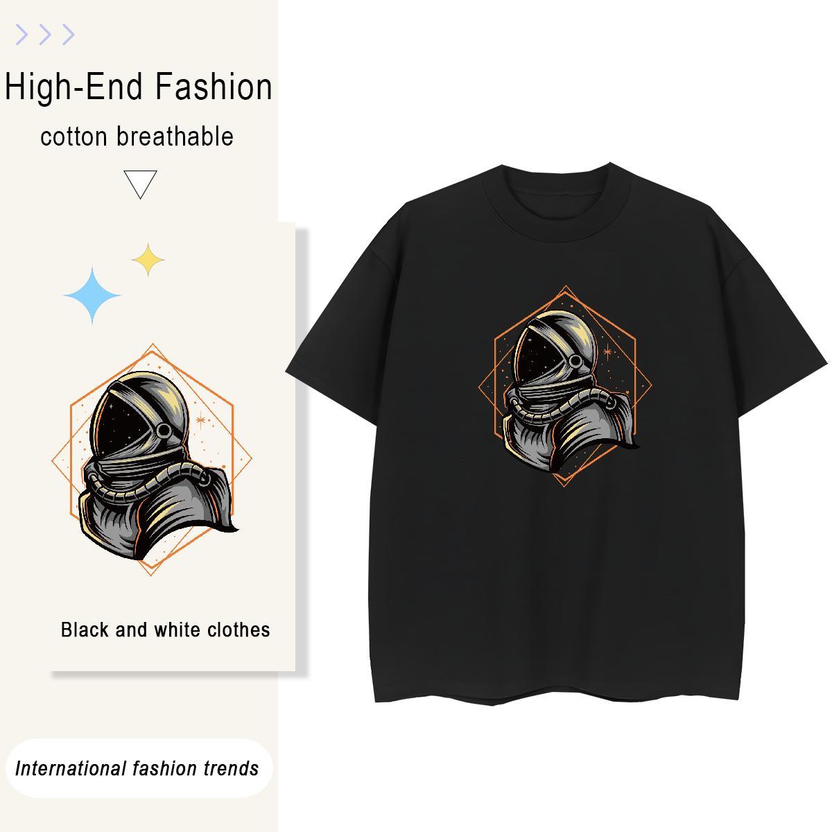 Lady Women Tshirts 230g Pure Cotton universe Sports Street Wear T Shirt For Woman Short Sleeve O-Neck Black Oversized Tees Shirts