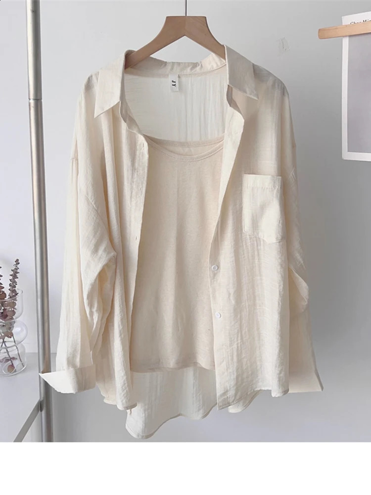 OIINAA Pink Shirts for Women Tops Turn-Down Collar Long Sleeve Loose Shirt Korean Style Casual Fashion Blouses Basic Summer 240823