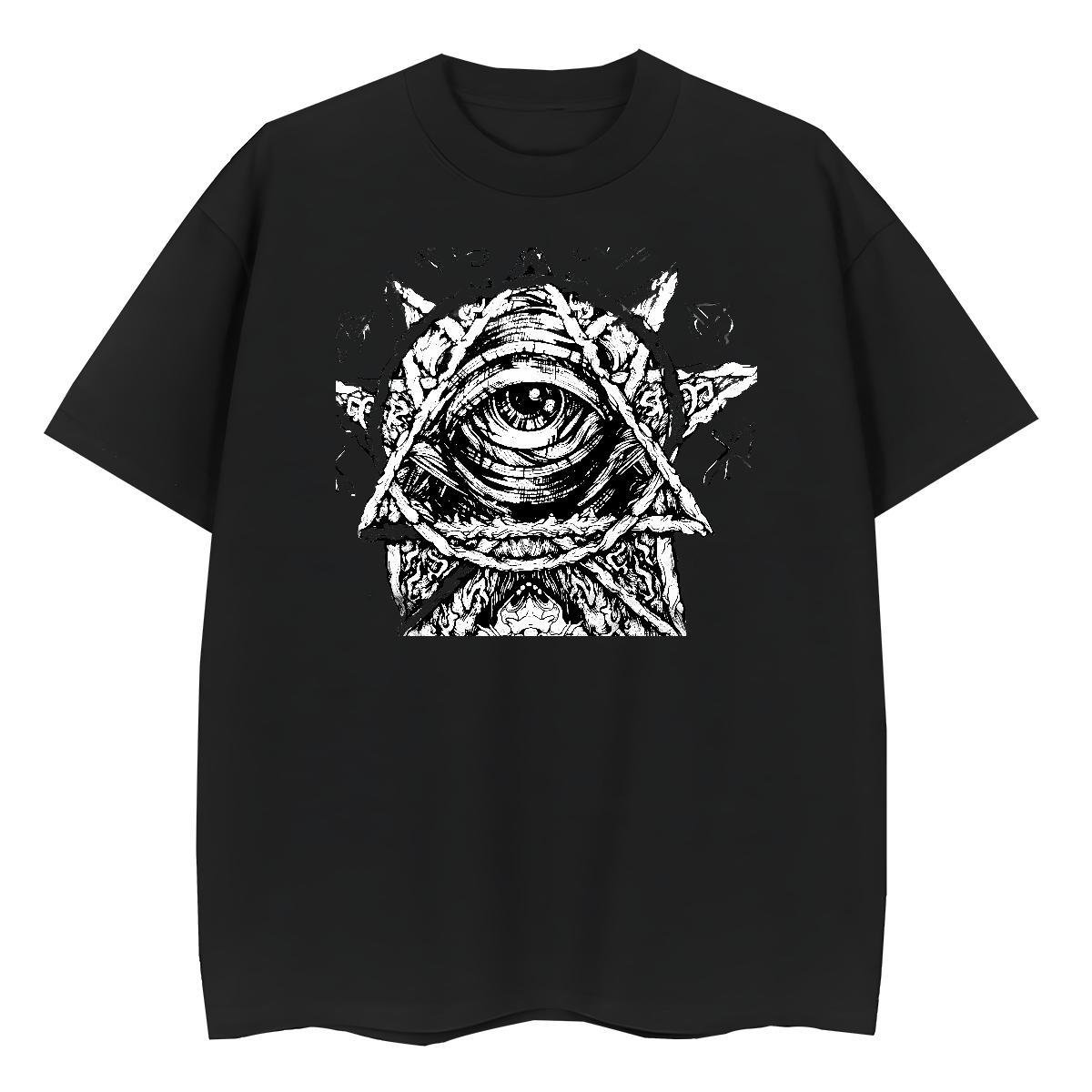 Comfortable T Shirts Men 230g Cotton eye of the devil Street Wear Custom Big Size O Neck Short Sleeves Men Clothes T-Shirt Fashion New Tee Shirt