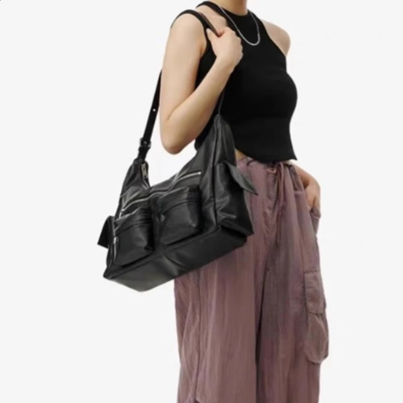 DHXJ Japanese Punk Y2k Aesthetic Crossbody Bags Vintage Simple Shoulder Handbags Casual Trendy All Match Tote Bag Women 240824