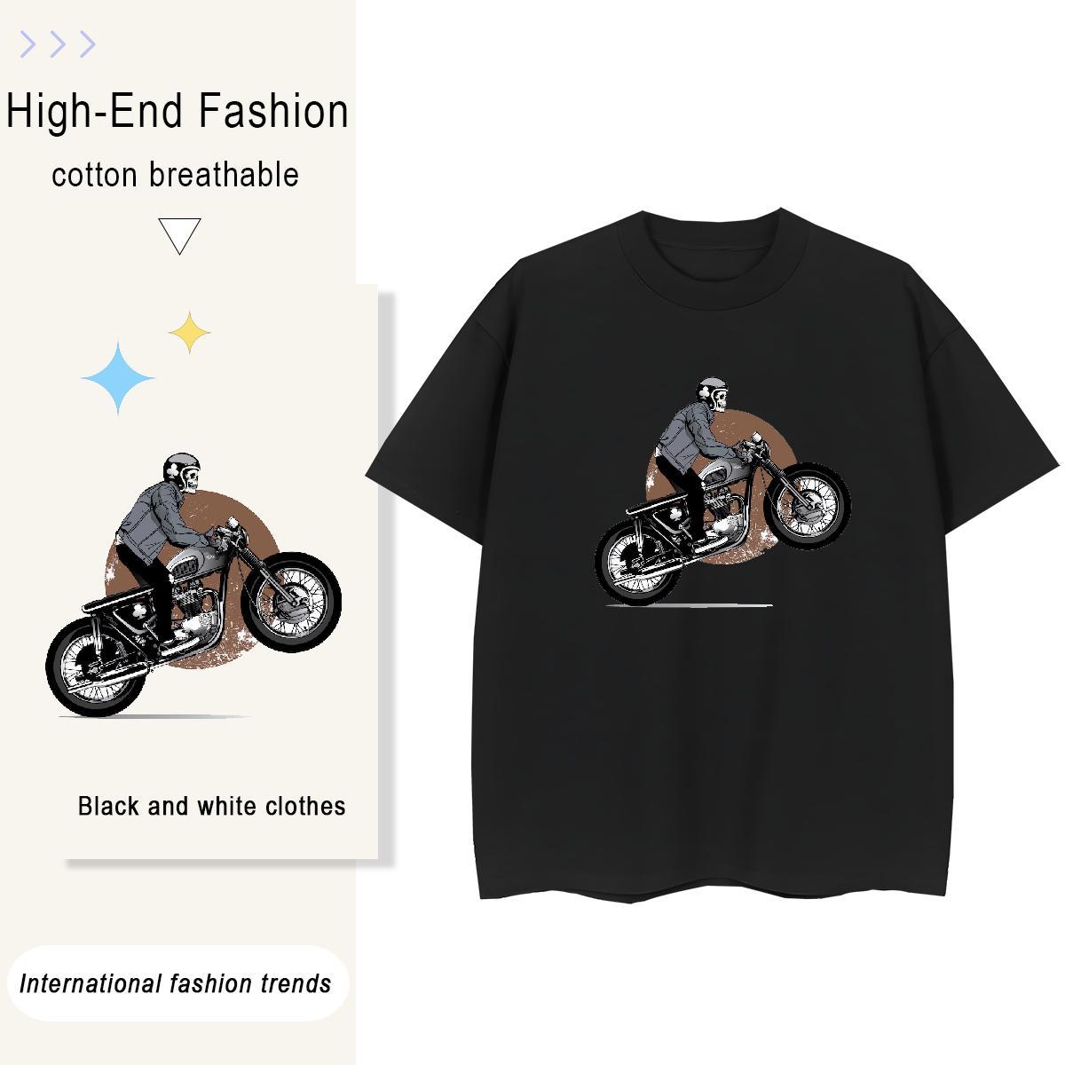 Unisex Man T Shirts 230g 100% Cotton skull Casual Daily Wear Anime O-Neck Short Sleeve Tshirt for Man Woman Wholesale Top Tees