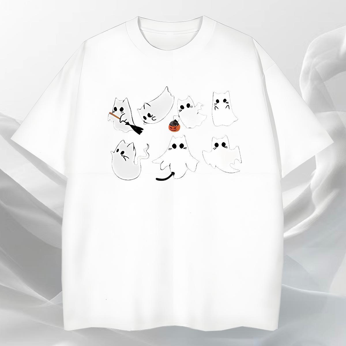 High Quality Men T Shirts 230g Pure Cotton halloween Sports Casual Cartoon Printing L-4XL O Neck Short Sleeves Tshirt for Man Woman 2024 DIY Polos