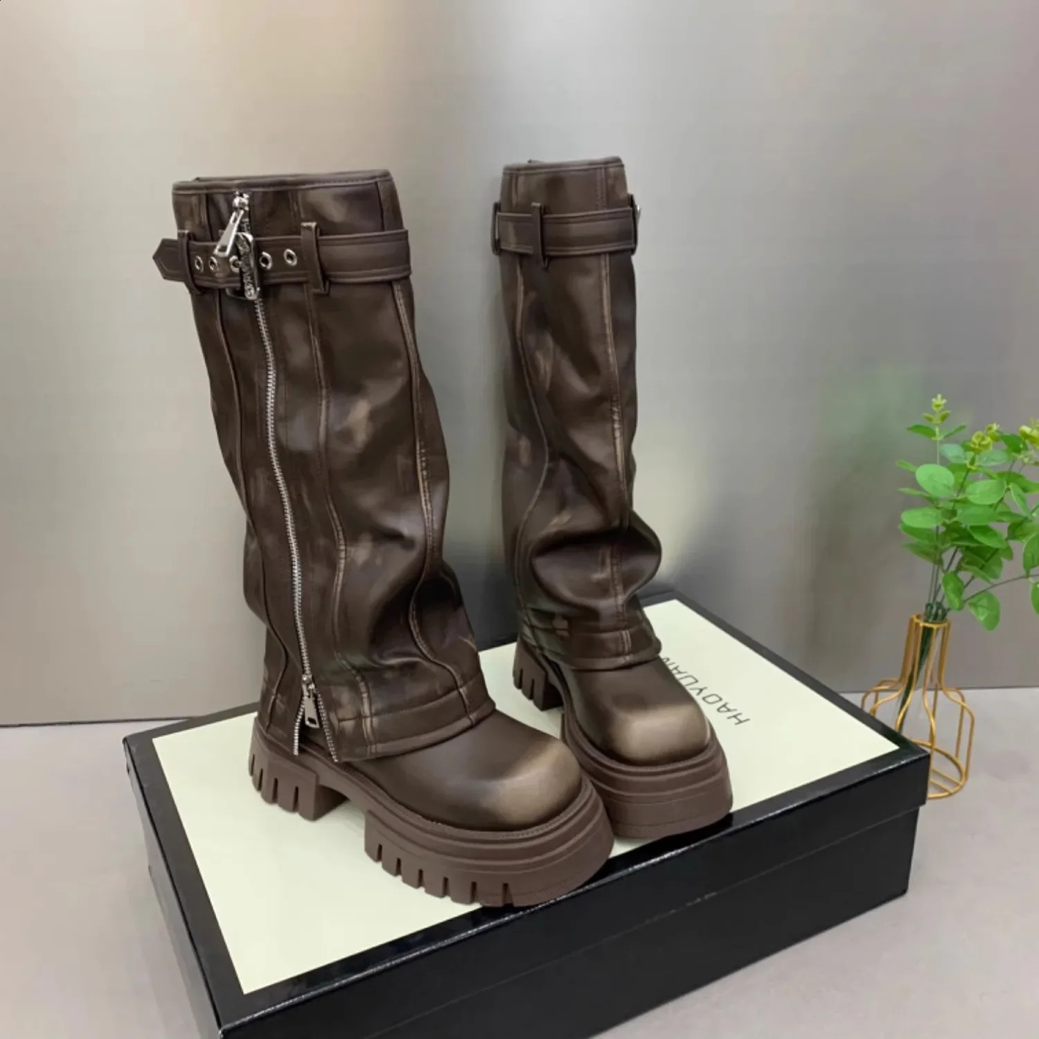 autumn winter womens flat shoes womens long boots high-quality leather womens knight boots casual high knee boots 240823