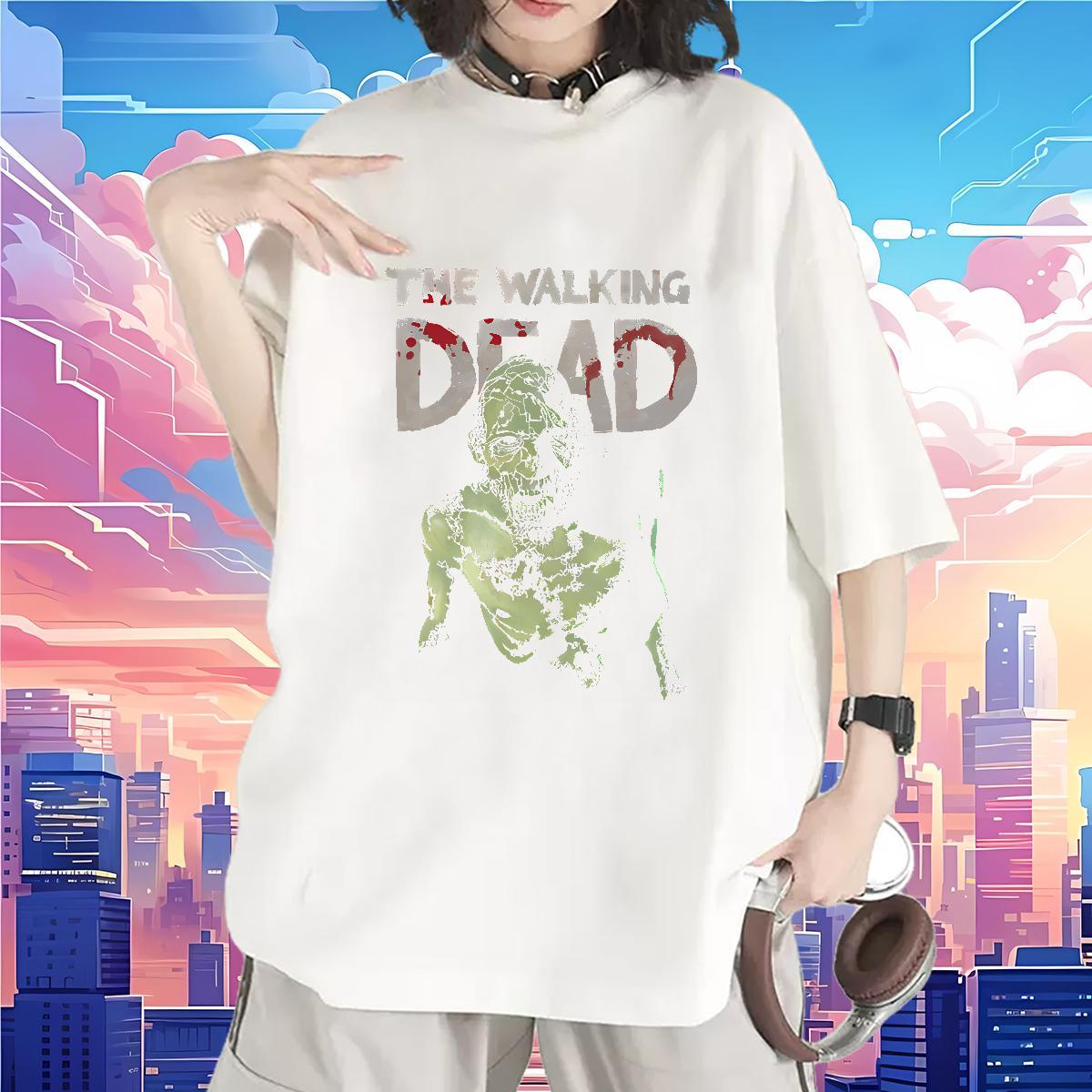 Comfortable Unisex Tshirts 230g 100% Cotton dead Home Outdoor Women T Shirts O-Neck Short Sleeve Cartoon Print Polos