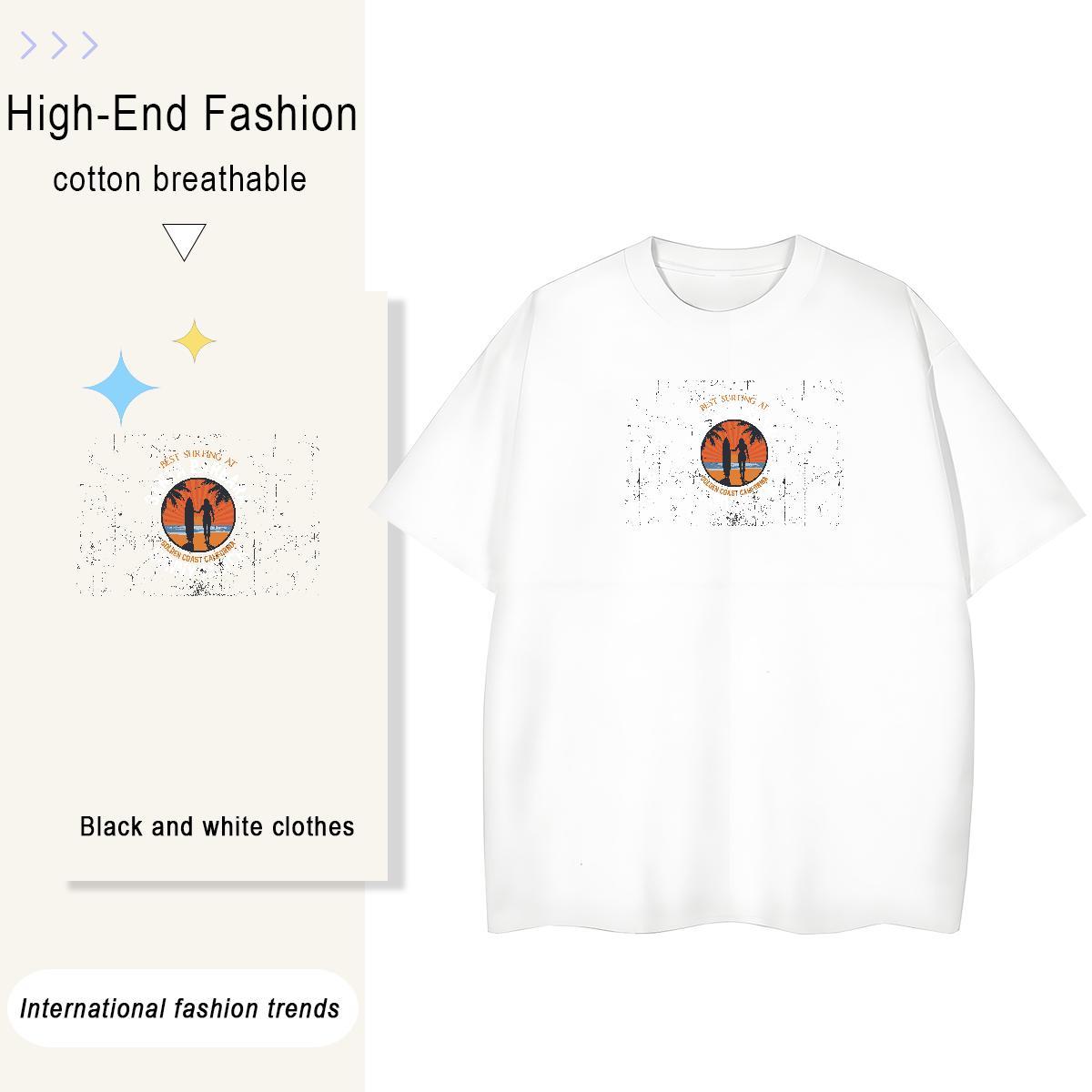 DIY Men Tops Tees tree Hip Hop Street 230g Pure Cotton Polos Round Neck Short Sleeve Cool Design T-Shirts for Men Floral Print