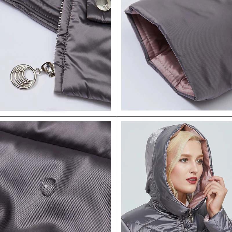 Astrid Winter Jacket Womens Contrast Waterproof Fabric Hat n Thick Cotton Clothing Warm Park AM2090 240823