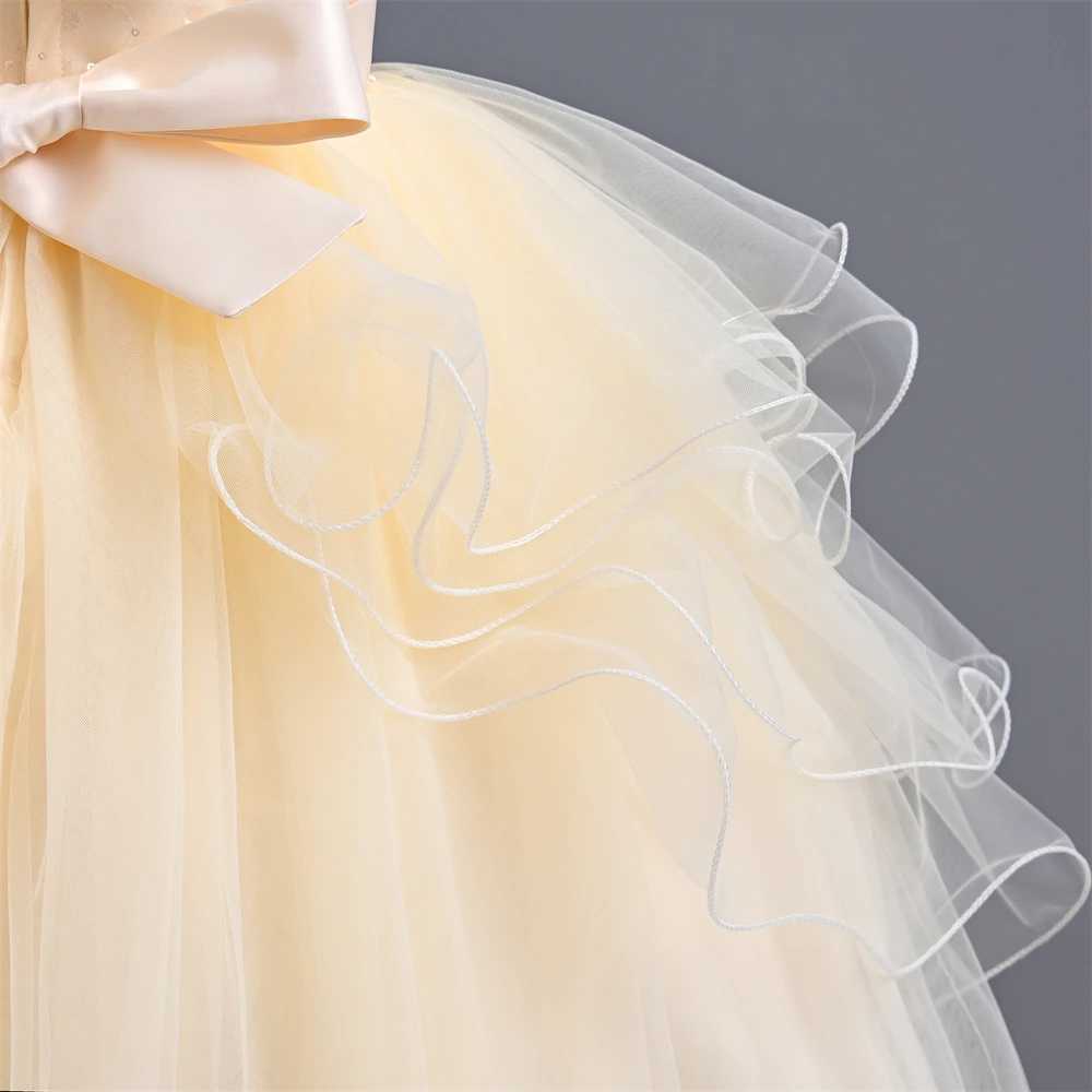 Yoliyolei pleated collar childrens wedding dress suitable for girls comfortable chiffon luxury ball dress from 11 to 15 years old W240823