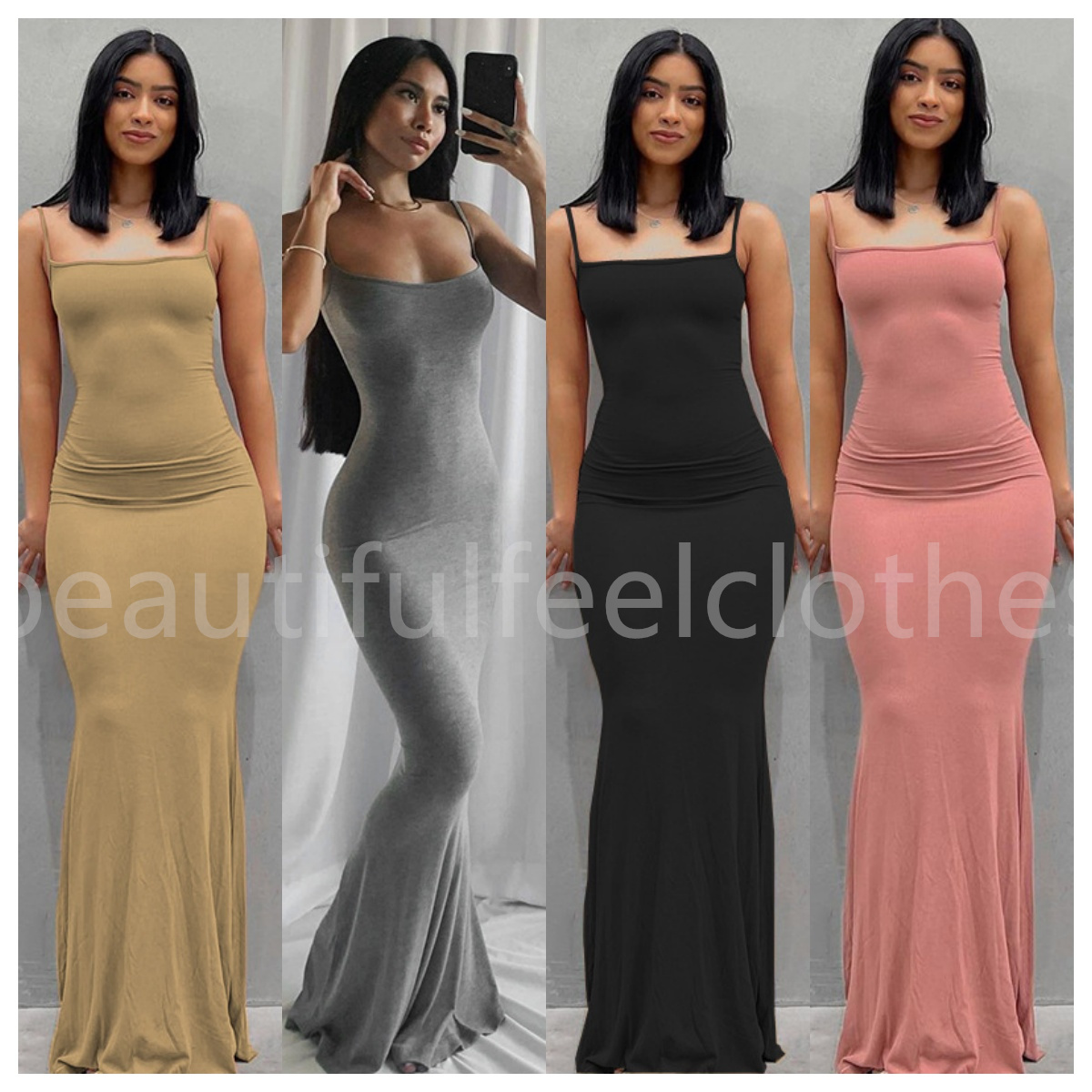 Fashion Summer Skimss Designer Dresses For Women Birthday Dress Spaghetti Strap Black Long Dress Women Sleeveless Solid Skinny Plus Size womens Designer Clothing