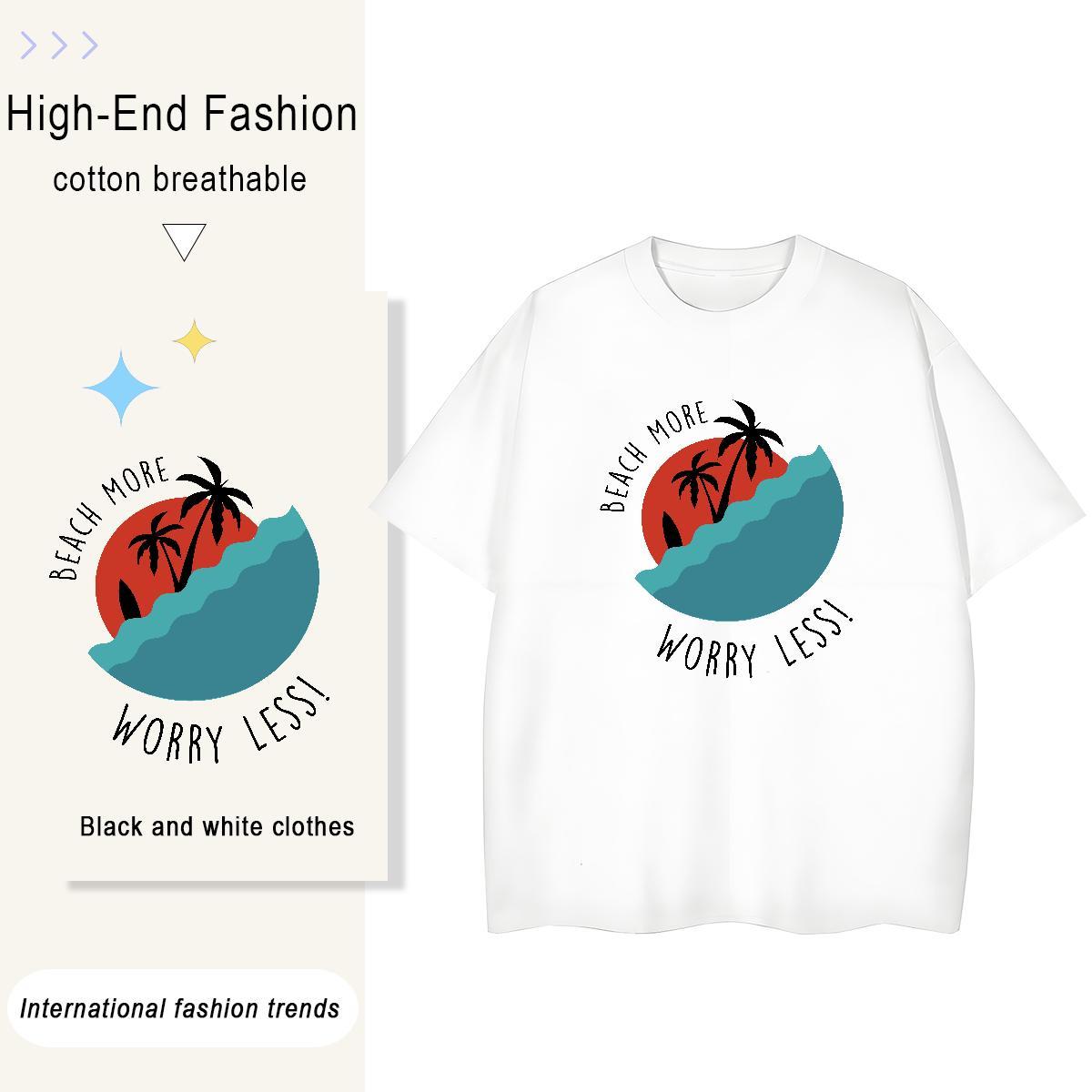 Loose Fit T Shirts Men 230g Pure Cotton sea Casual Beach Black Oversized Breathable Soft Men Tees Custom Tops