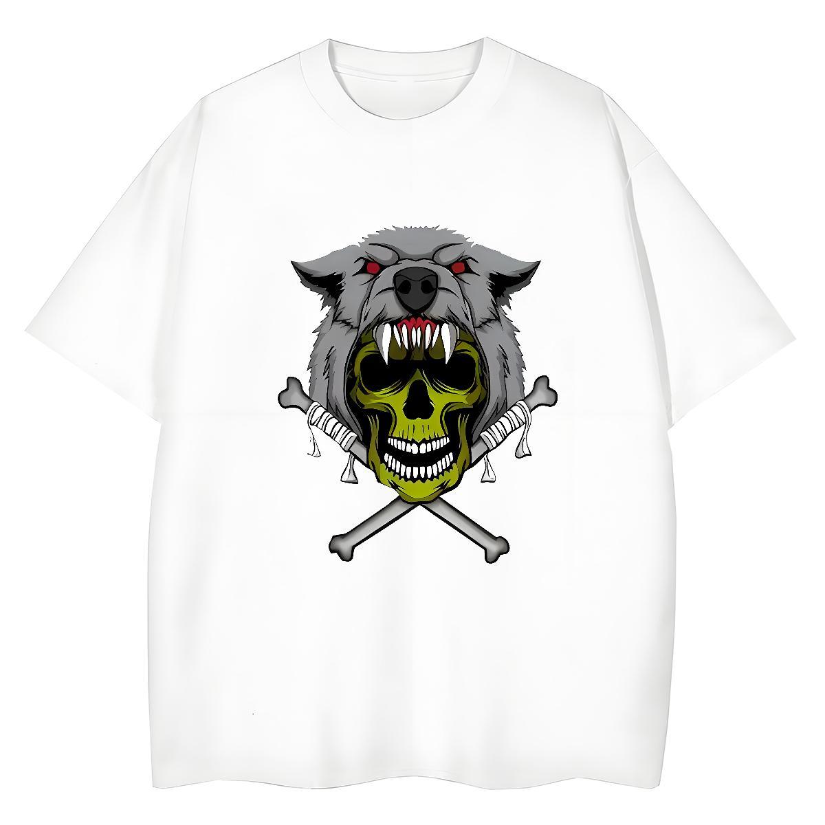 High Quality T-Shirts 230g Pure Cotton skull Beach DIY Printed O-Neck Short Sleeve Men Tees New Designer Tops Tees