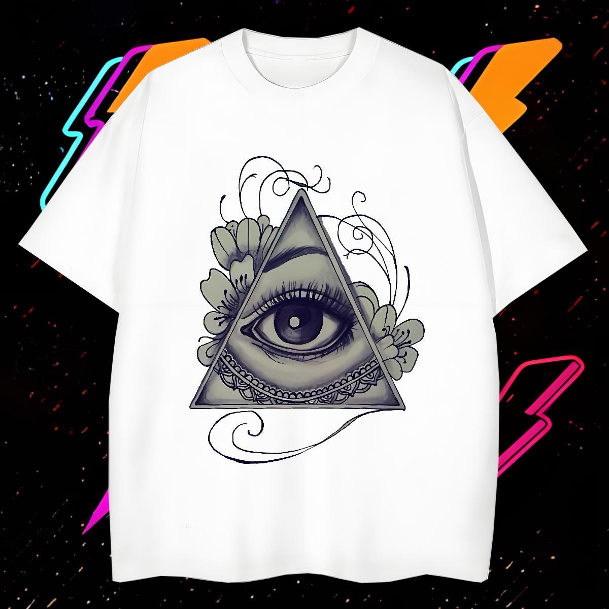 Loose Fit T-Shirts 100% Cotton 230g eye of the devil Street DIY Short Sleeve O-Neck Tshirts Brand Polos