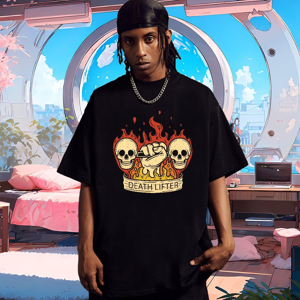 Comfortable Man T Shirts 230g Pure Cotton skull Hip Hop Custom Printed O Neck Short Sleeves Tshirt for Man Woman Fashion Clothings
