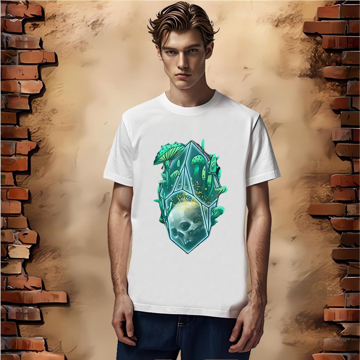 Classic T-Shirts 230g 100% Cotton skull Street Wear DIY Printed Crew Neck Tshirts Fashion Top Tees