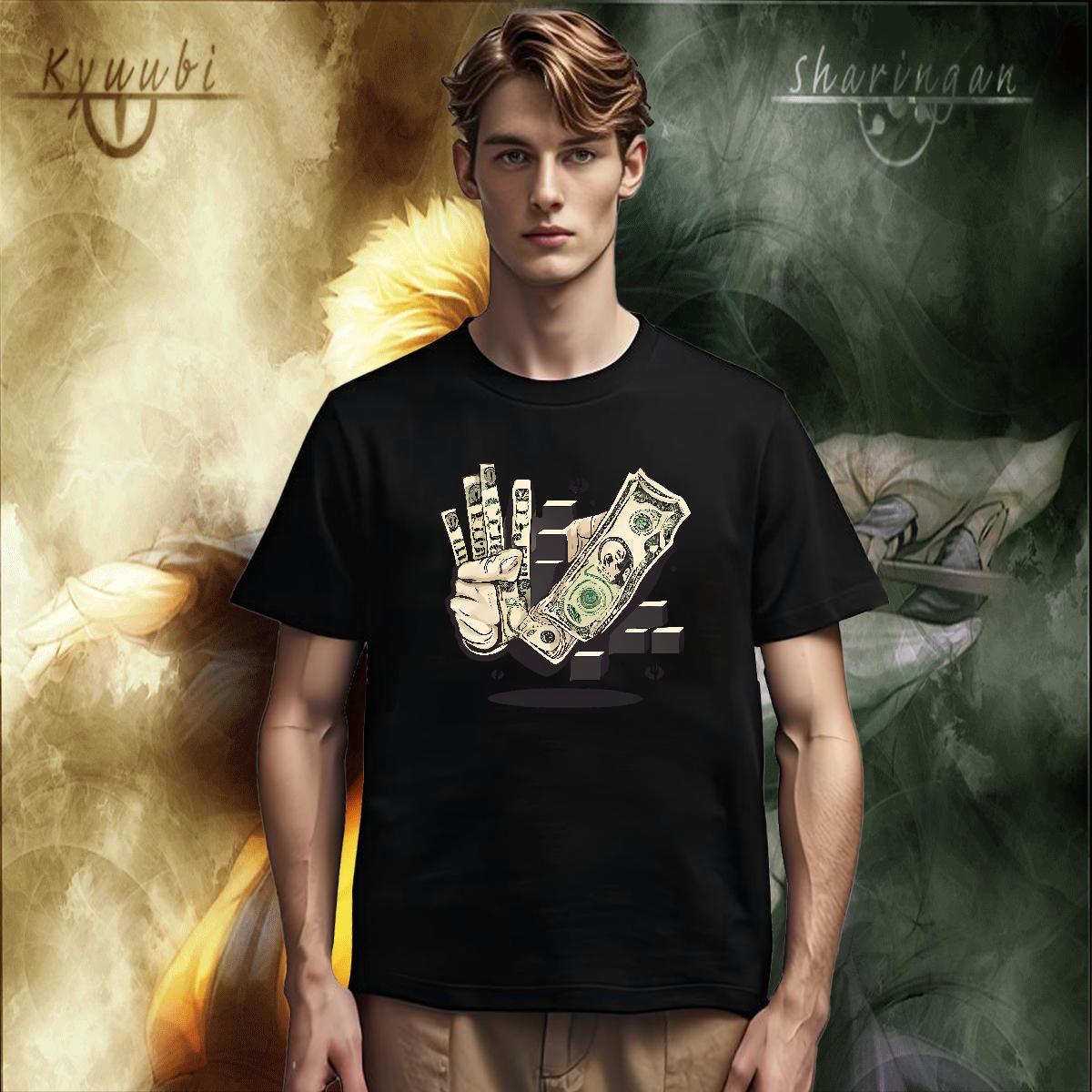 Soft Men T Shirts 230g Cotton money Street DIY Printed Breathable Crew Neck Tshirts DIY Customized Tops