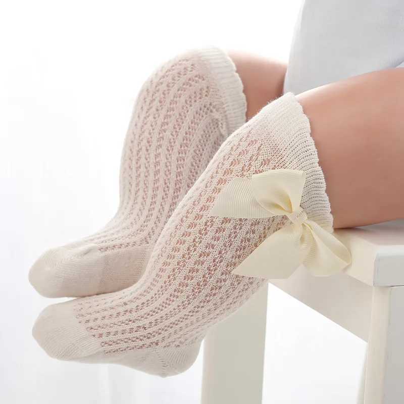 3Pairs/lot Toddler Girls White Mesh Socks Bows Breathable Sweet Infant Baby Girl Cotton Socks Newborn Kids Girl Solid Socks Pack CL240824