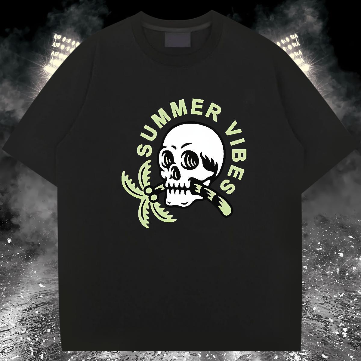 Loose Fit T Shirts Men 230g Cotton halloween Outdoor Custom Big Size Breathable Crew Neck Men Tshirts Brand Tops Tees
