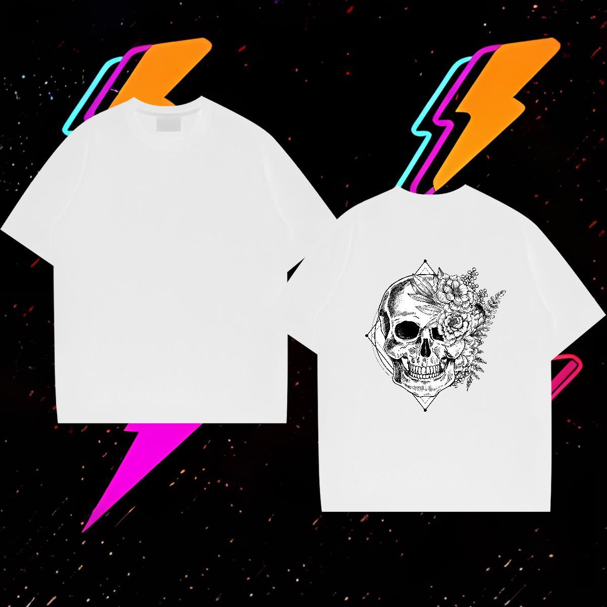 Cool Design Man T Shirts 230g 100% Cotton skull Casual Custom Print Plus Size Breathable Short Sleeve Tshirt for Man Woman Wholesale Clothes