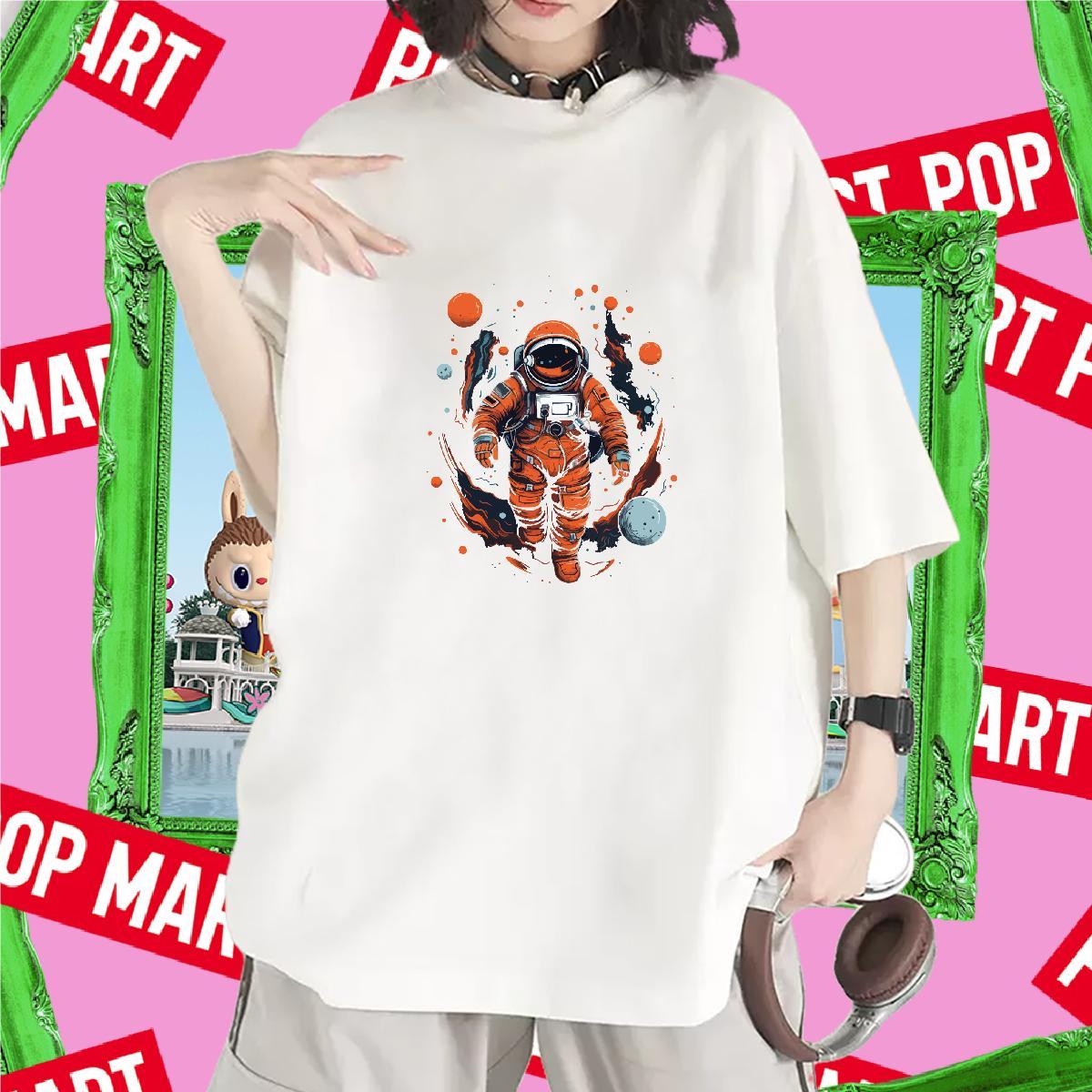 Wholesale Tshirt for Man Woman 230g Cotton universe High Street Hip Hop T Shirt For Woman Breathable Crew Neck Cartoon Print Tshirts
