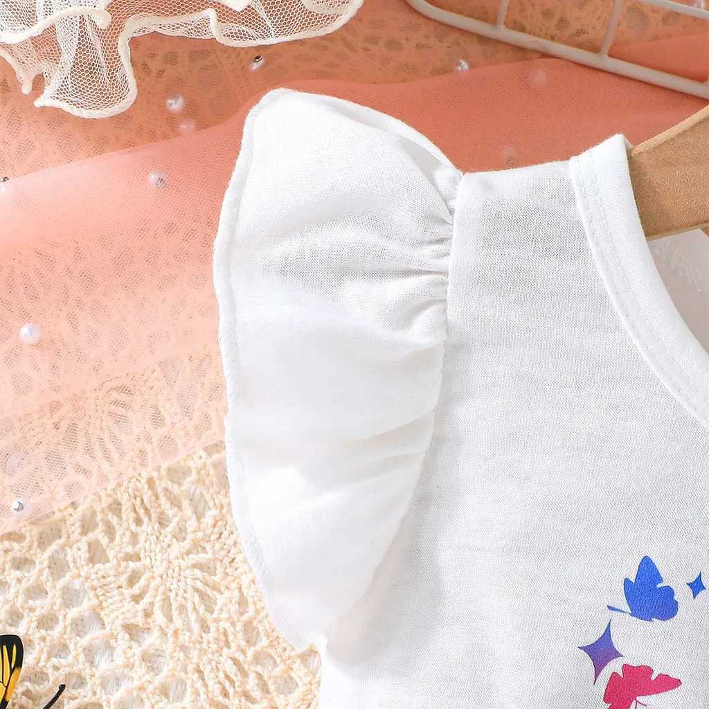 3-year-old cute butterfly ruffled sleeveless princess formal dress W240823