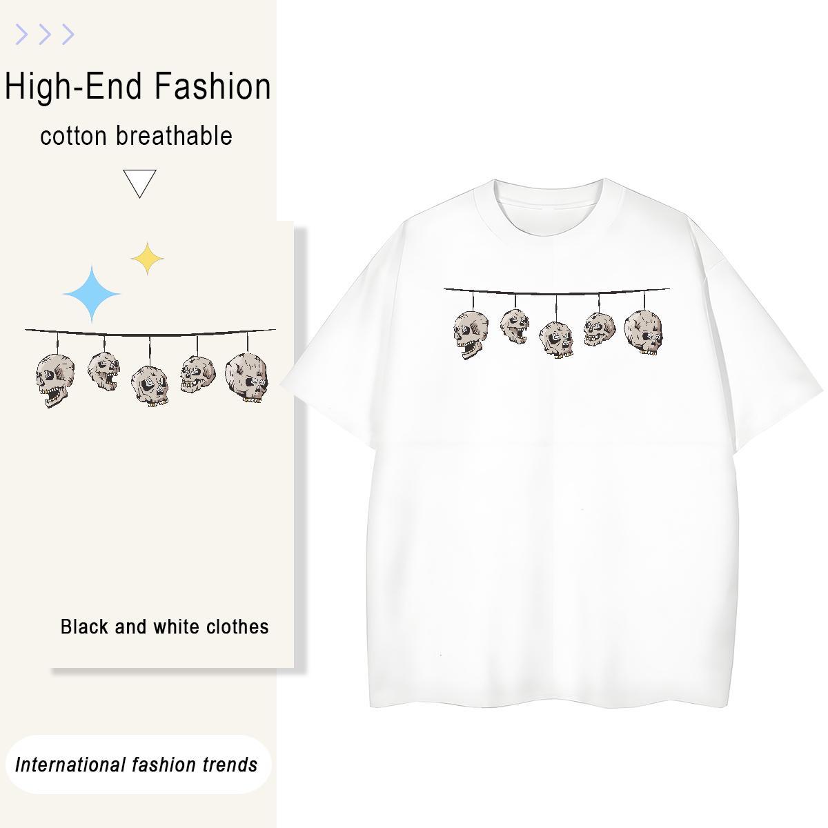 Classic Casual Tshirts Bunting Hip Hop Street 100% Cotton 230g Polos Crew Neck Loose Fit T-Shirts for Men Anime Print