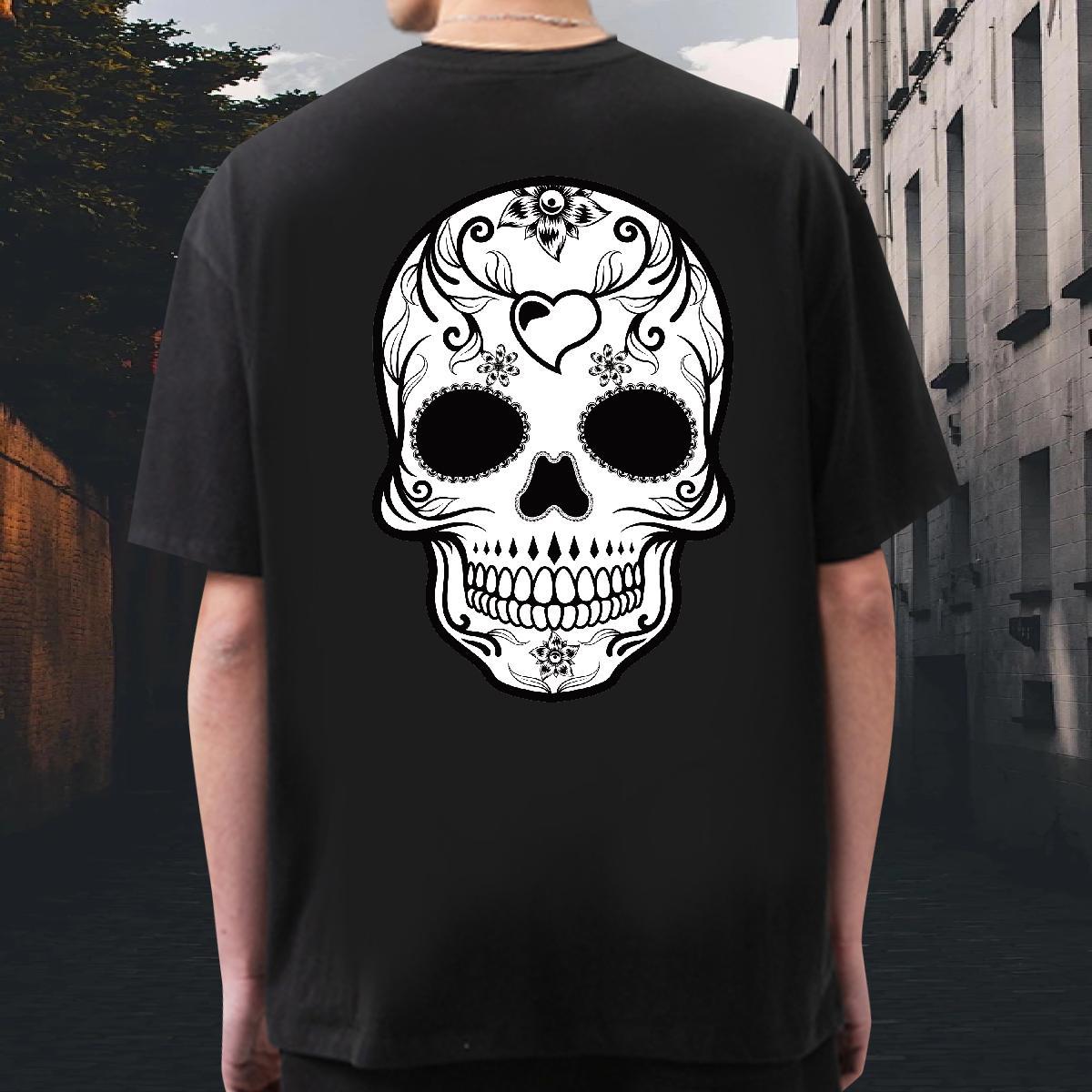 TOP Quality T-Shirts 230g Cotton skull Beach Custom Print Oversized Crew Neck Men Tshirts New Tops Shirt
