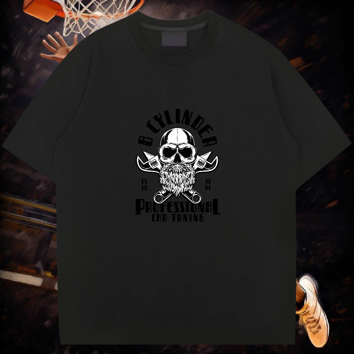 Comfortable Man T Shirts 230g 100% Cotton skull Casual Beach DIY Printed Breathable Crew Neck Men Clothes T-Shirt Designer Fashion Wear