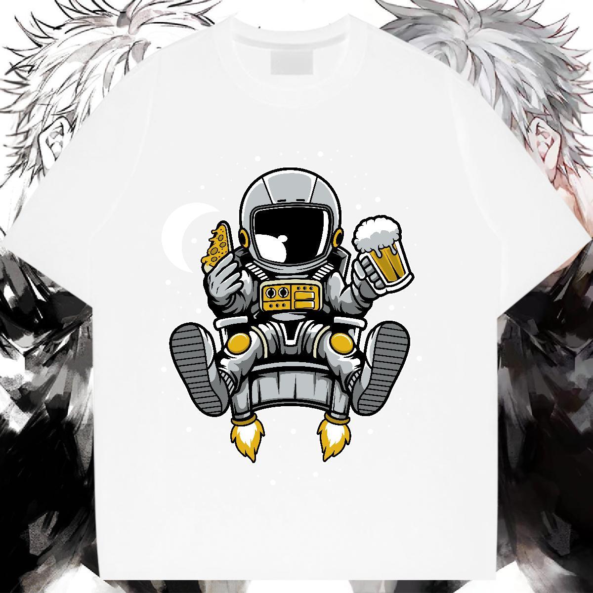 Nice Unisex Tshirts 100% Cotton 230g cosmonaut Casual Sport T-Shirts for Women Round Neck Short Sleeve Custom Print Oversized Tops